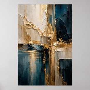 Poster Arte abstrata geométrica na parede em bege turques