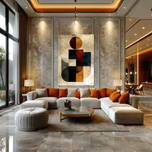 Poster Arte abstrata geométrica ondulada Zen japonesa