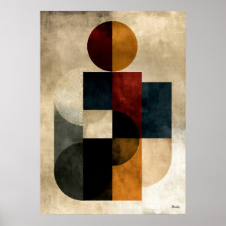 Poster Arte abstrata geométrica ondulada Zen japonesa