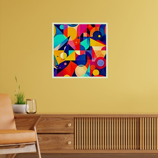 Poster Arte Abstrata Geométrica Vibrante (Sala de Estar 2)