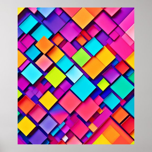 Poster Arte abstrata geométrica vibrante (Frente)