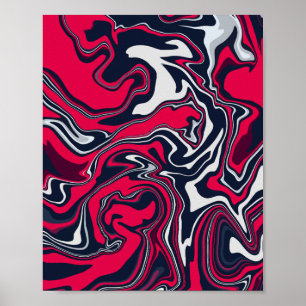 Poster Arte Abstrata Giratória em Vermelho, Preto e Branc