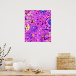 Poster Arte Abstrata: Glitch Roxo