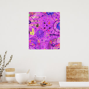 Poster Arte Abstrata: Glitch Roxo