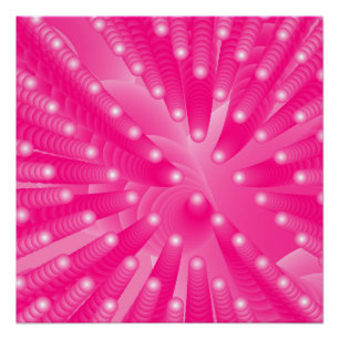 Pôster Arte Abstrata Ilusão Túnel 3D Rosa Neon Quente