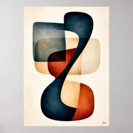 Poster Arte Abstrata Japandi Biomórfica de Equilíbrio Inf