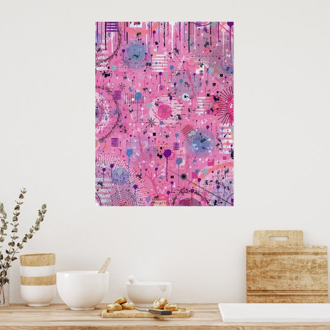 Poster Arte abstrata maximalista rosa (Cozinha)