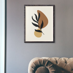 Poster Arte Abstrata Moderna Boho Formas de Plantas