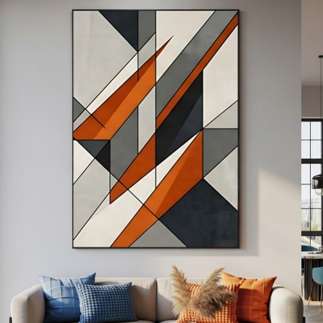 Poster Arte Abstrata Moderna com Acento Laranja Queimado (Criador carregado)