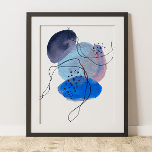 Poster Arte abstrata moderna contemporânea azul marinho p