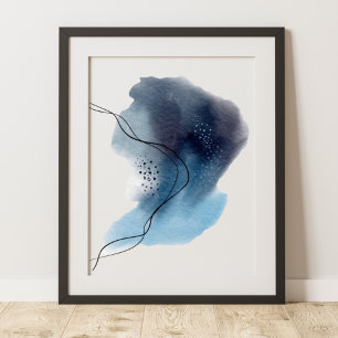 Poster Arte abstrata moderna contemporânea azul preto