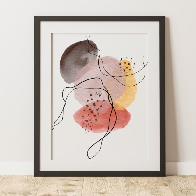 Poster Arte abstrata moderna contemporânea rosa amarelo p (Criador carregado)