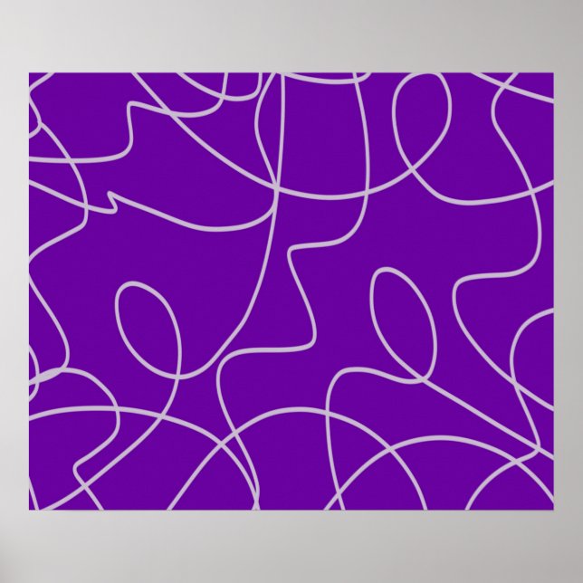 Poster Arte abstrata moderna em linha violeta (Frente)