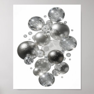 Poster ARTE ABSTRATA Moderna em Prata v2
