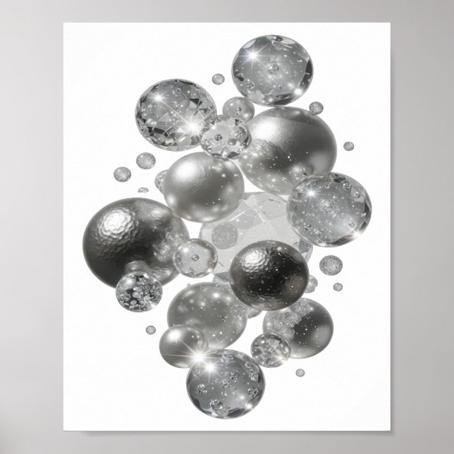 Poster ARTE ABSTRATA Moderna em Prata v2 (Frente)