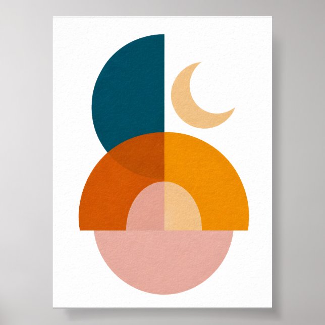 Poster Arte abstrata moderna geométrica da lua (Frente)
