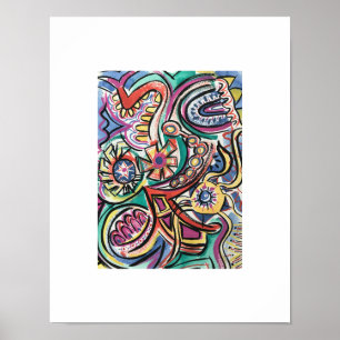 Poster Arte abstrata moderna tropical pintada à mão