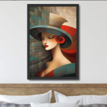 Arte Abstrata Mulher De Chapéu