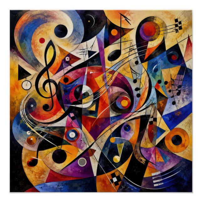 Pôster Arte Abstrata Musical Estilo Kandinsky  (Frente)