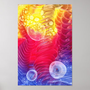 Poster Arte abstrata pintada à mão com brilho de sol