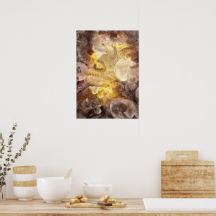Poster Arte abstrata pintada à mão com brilho em tons ter