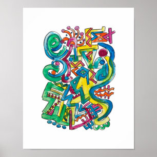 Poster Arte abstrata pintada à mão do Carnaval