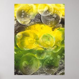 Poster Arte abstrata pintada à mão em amarelo e verde