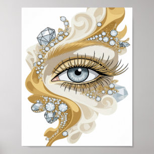 Poster Arte abstrata prateada brilhante Design Moderno v2