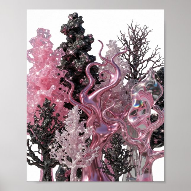 Poster Arte abstrata prateada e elegante Design abstrato (Frente)
