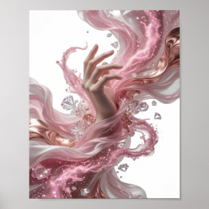 Poster Arte abstrata prateada e nítida Design Gráfico v2