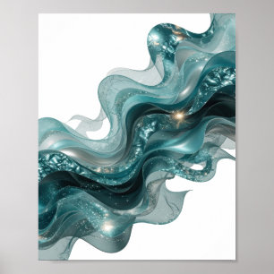 Poster ARTE ABSTRATA PRATEADA Icônica v2