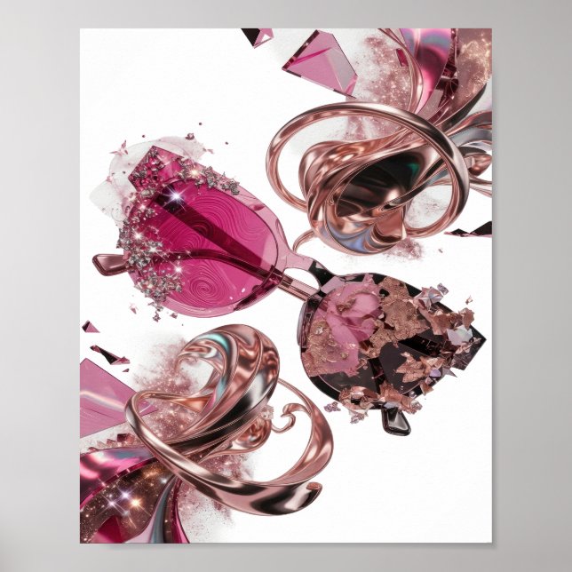 Poster Arte abstrata prateada ousada Design v3 (Frente)