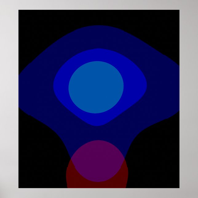 Poster Arte abstrata preta e azul 523 (Frente)