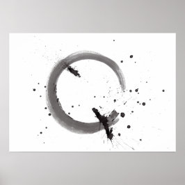 Poster Arte abstrata preto e branco em aquarela