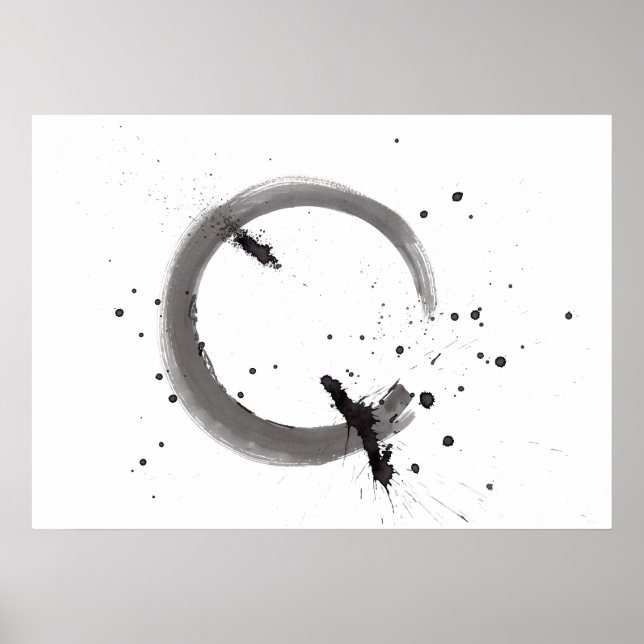Poster Arte abstrata preto e branco em aquarela (Frente)