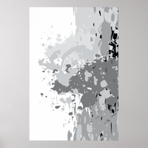 Poster Arte Abstrata Rebelde Cinza, Branco e Preto Salpic