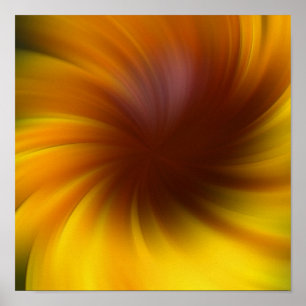 Poster Arte Abstrata Redemoinho Amarelo e Marrom