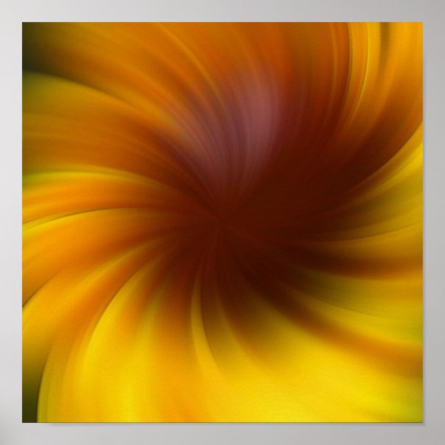 Poster Arte Abstrata Redemoinho Amarelo e Marrom (Frente)