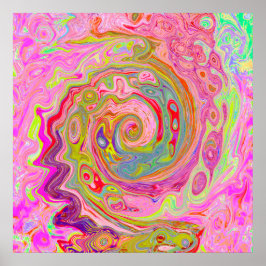 Poster Arte Abstrata Retro Cor-de-Rosa, Amarelo e Magenta