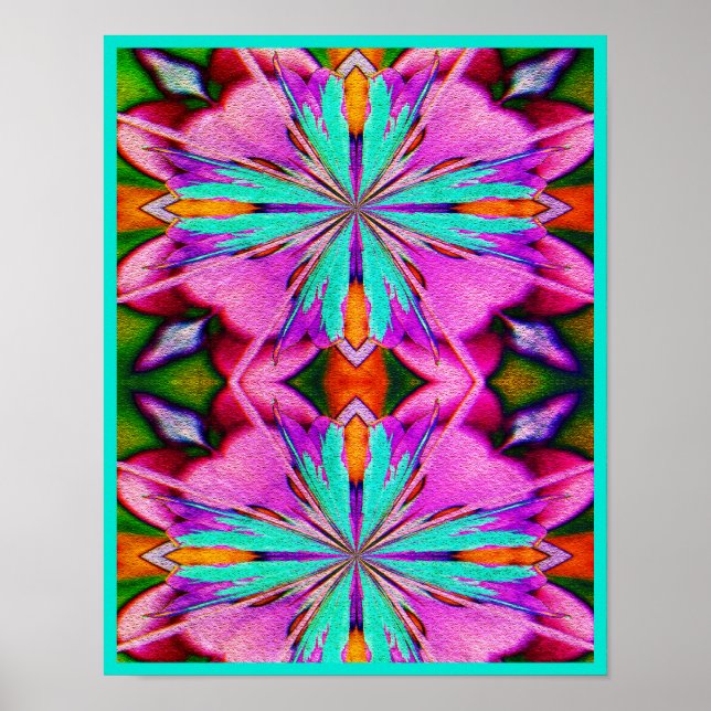 Poster Arte Abstrata Roxa e Turquesa (Frente)