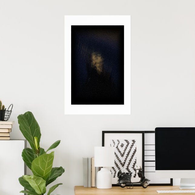 Poster Arte abstrata sombria com brilho dourado (Escritório em casa)