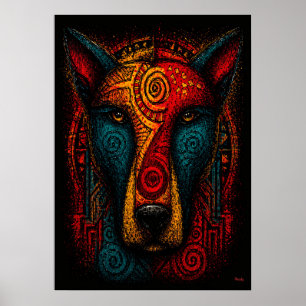 Poster Arte Abstrata Tótem Canino Primal – Expressionista