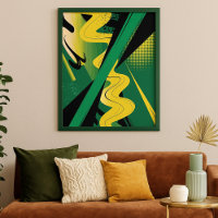 Arte Abstrato a Negrito com Ondas e Linhas Dinâmic