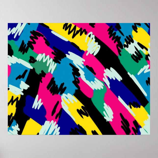 Poster Arte Abstrato a negrito em cores primárias (Frente)