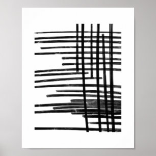 Poster Arte Abstrato Black & White Lines - Arranhões 2