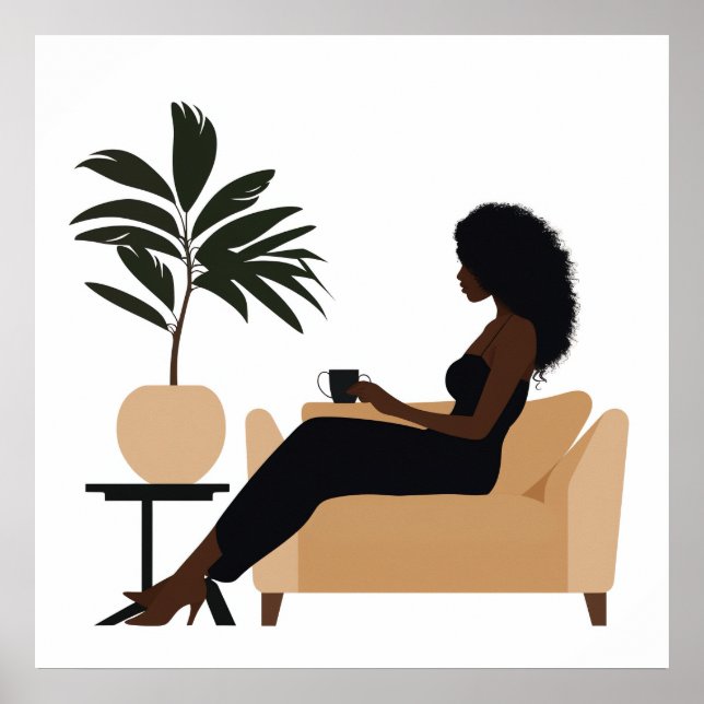 Poster Arte abstrato Black Womall (Frente)