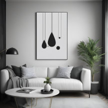 Arte Abstrato branca e preto minimalista