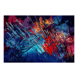 Pôster Arte Abstrato Contemporânea Vermelha Azul de Fiaçã