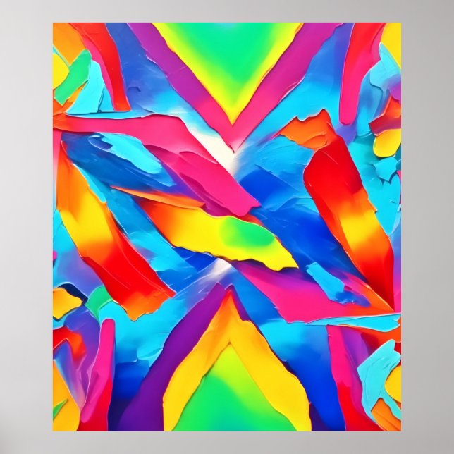 Poster Arte Abstrato de Expressão Colorida (Frente)