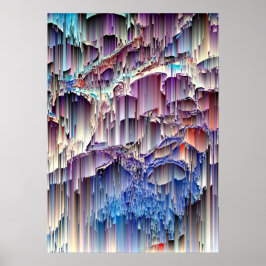 Poster Arte Abstrato de Rock, Cascata Vermelha Roxa